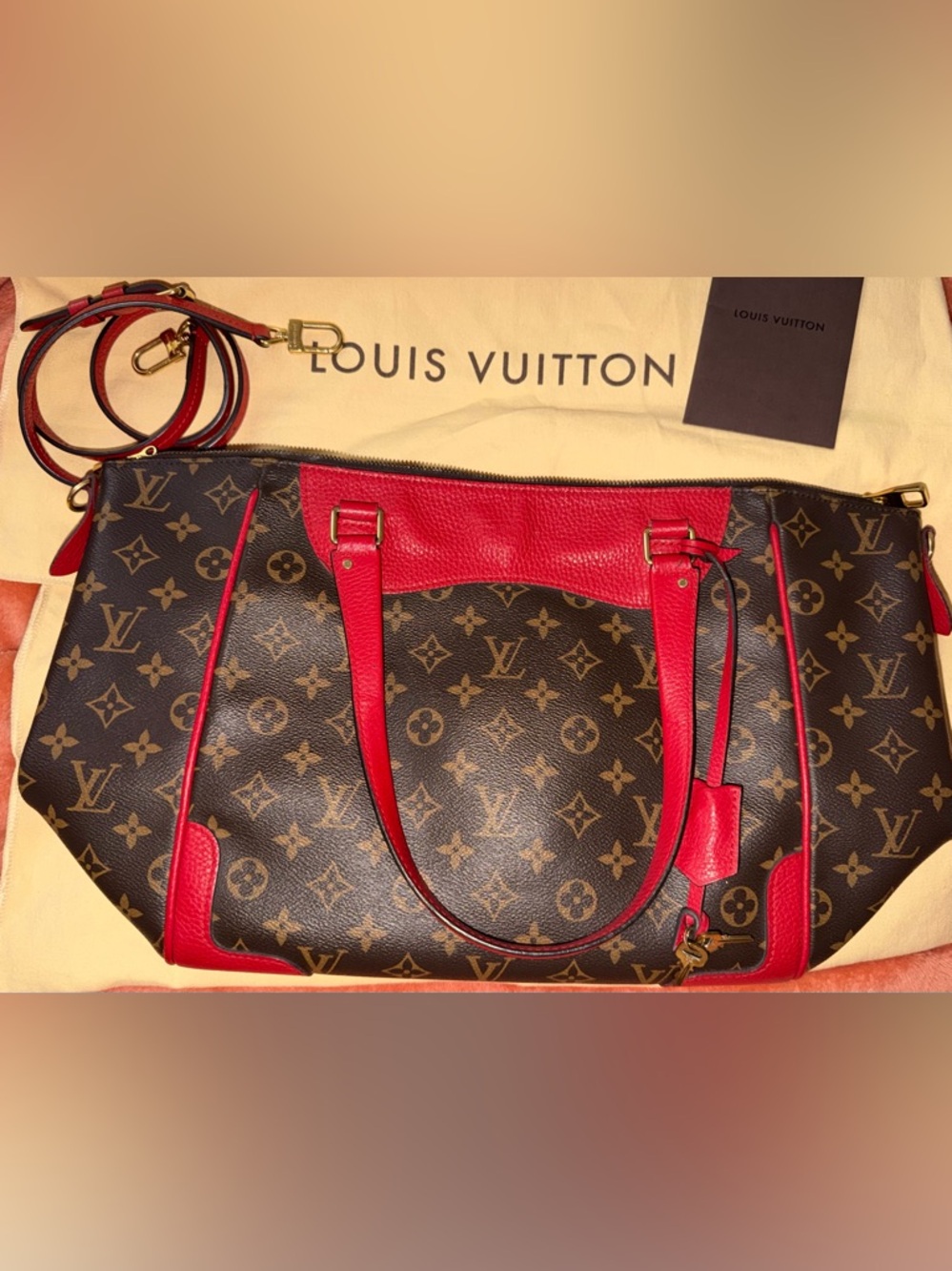 Louis Vuitton Monogram Estrella Tote with Red Trim and Handles